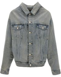Balenciaga - Off-shoulder Denim Jacket Casual Jackets, Parka - Lyst