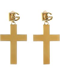 Dolce & Gabbana - Cross Earrings Gioielli Oro - Lyst