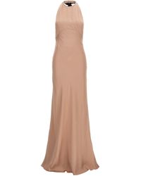 N°21 - Lace Satin Long Dress Abiti Rosa - Lyst