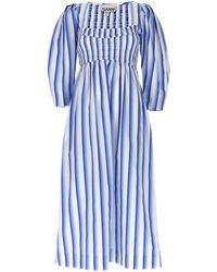 Ganni - Striped Smock Stitch Dress Abiti Multicolor - Lyst