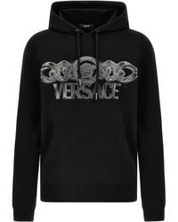 Versace - Felpa in cotone nero - Lyst