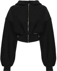 Alexander Wang - Cropped Zip Up Hoodie In Classic Cotton Terry - Lyst