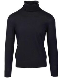 Dries Van Noten - Turtle Neck Jumper Knitwear Blu-Uomo - Lyst