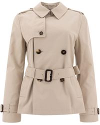 Burberry - Cotton Blend Trench Jacket Coats Marrone-Donna - Lyst