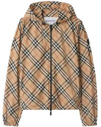 Burberry - Check Hooded Jacket - Lyst