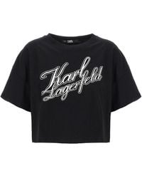 Karl Lagerfeld - Athleisure Cropped T Shirt Nero - Lyst