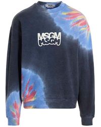 MSGM - Logo Print Tie Dye Sweatshirt By Burro Studio - Lyst