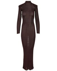 Self-Portrait - Long Viscose Knit Dress Dresses - Lyst