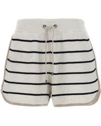 Brunello Cucinelli - Striped Shorts Bermuda, Short Bianco - Lyst