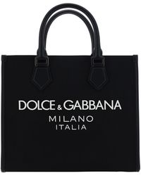 Dolce & Gabbana - Shopping grande in nylon con logo gommato - Lyst