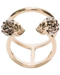 McQueen - Anello Doppio Twin Skull - Lyst