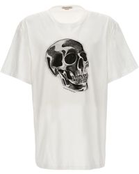 Alexander McQueen - Skull T Shirt Bianco/Nero - Lyst