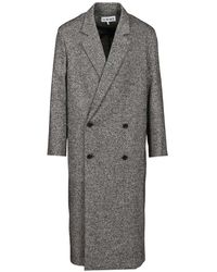 Loewe - Double-breasted Wool Blend Coat Coats Grey - Lyst