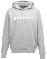 Balmain - Logo Print Hoodie Sweatshirt - Lyst