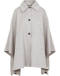 Max Mara - Albino Camel Virgin Wool Jago Logo Long Cape-Donna - Lyst