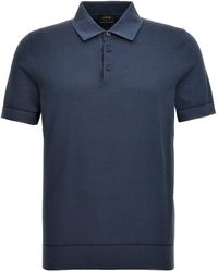 Brioni - Textured Shirt Polo Blu - Lyst
