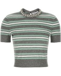 Self-Portrait - Striped Crystal Trim Knit' Sweater - Lyst
