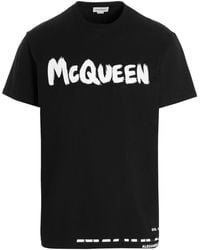 Alexander McQueen - Logo T Shirt Bianco/Nero - Lyst