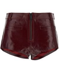Self-Portrait - Craqué Leather Shorts Bermuda E Short Bordeaux-Donna - Lyst