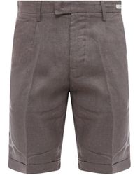 NUGNES 1920 - Linen Bermuda Shorts With Logoed Label - Lyst