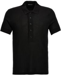 Tom Ford - Ribbed Shirt Polo Nero - Lyst