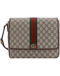 Gucci - Gg Supreme Fabric And Leather Shoulder Strap With Iconic Web Band - Lyst