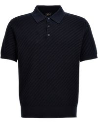 Brioni - Woven Knit Shirt Polo Blu - Lyst