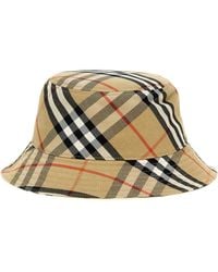 Burberry - Logo Embroidery Check Bucket Hat Hats - Lyst