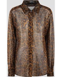 Tom Ford - Laminated Leopard Printed Georgette Shirt - Lyst