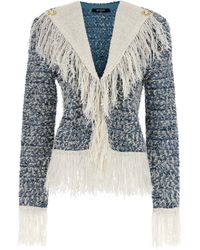 Balmain - Fringed Tweed Jacket Blazer And Suits - Lyst