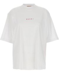 Marni - Logo Print T Shirt Bianco - Lyst