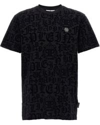 Philipp Plein - Velvet Logo T Shirt Nero-Uomo - Lyst