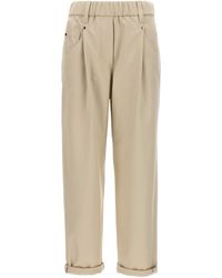 Brunello Cucinelli - Cotton Trousers Pantaloni Beige - Lyst