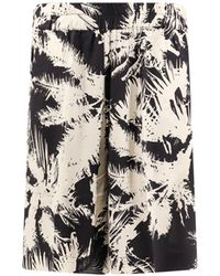 Laneus - Viscose Bermuda Shorts With Floral Print - Lyst
