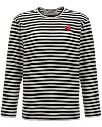 COMME DES GARÇONS PLAY - Logo Patch Stripes T-Shirt - Lyst