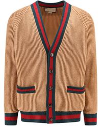 Gucci - Cardigan in lana con dettaglio Web - Lyst