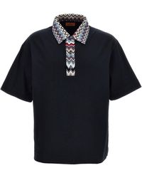 Missoni - Zigzag Collar Shirt Polo Blu - Lyst