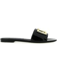 Dolce & Gabbana - Logo Patent Slides Sandals - Lyst