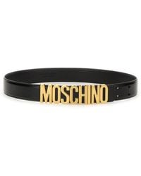 Moschino - Leather Belt With Bold Logo Detail - Lyst