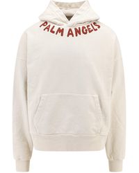 Palm Angels - Felpa in cotone con stampa logo frontale - Lyst