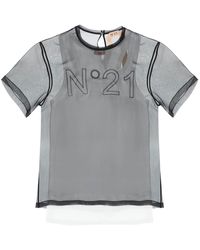 N°21 - N.21 Georgette T-shirt With Logo - Lyst
