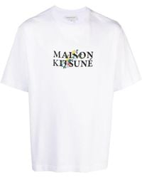 Maison Kitsuné - Flowers Logo Oversized T-Shirt - Lyst