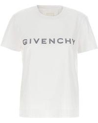 Givenchy - Rhinestone Logo T Shirt Bianco - Lyst