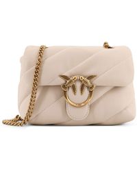 Pinko - Matelassé Leather Shoulder Bag With Iconic Love Birds Buckle - Lyst