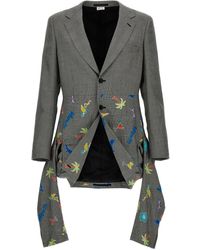 Comme des Garçons - Embroidery Check Single-Breasted Blazer - Lyst