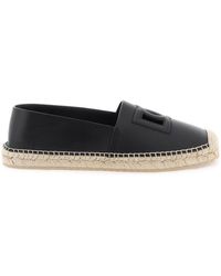 Dolce & Gabbana - Leather Espadrilles With Dg Logo And - Lyst