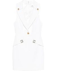 Elisabetta Franchi - Double Stretch Crepe Mini Dress With Logo Details - Lyst