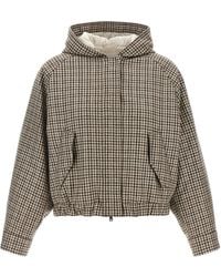 Brunello Cucinelli - 'Shiny Zipper Pull' Check Jacket - Lyst
