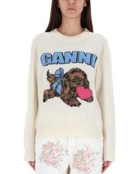 Ganni - Fluffy Puppy Love Wool Sweater - Lyst