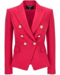 Balmain - Double-Breasted Blazer With Logo Buttons Blazer And Suits - Lyst